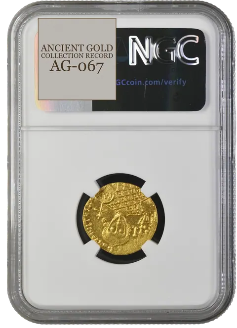 Justinian II, Second Reign: Restoration in Gold — reverse