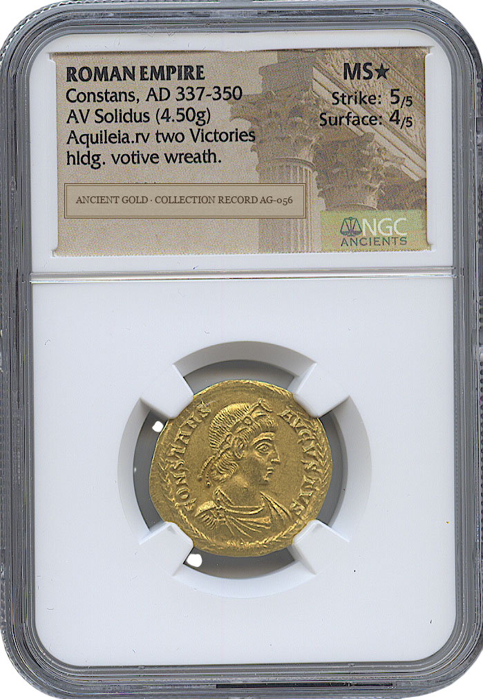 Constans Gold Solidus of Aquileia