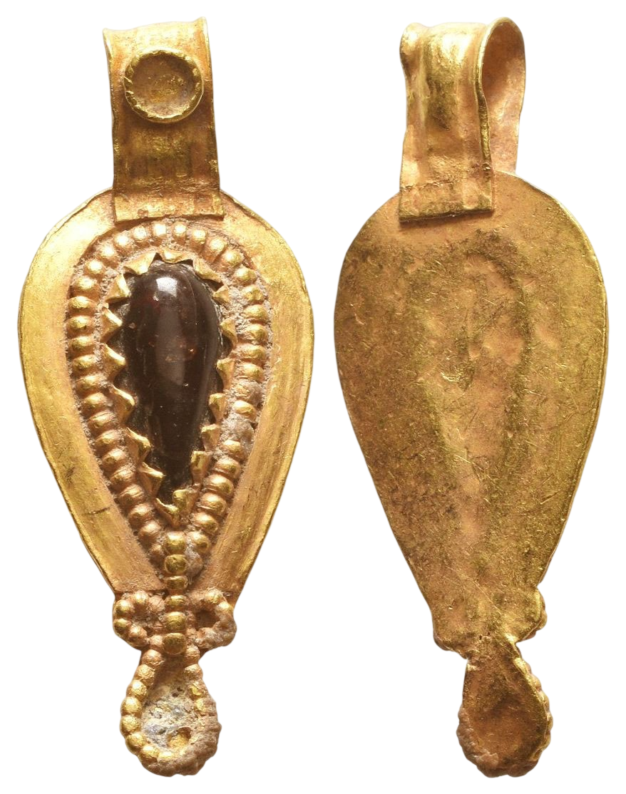 Byzantine Gold Stone-Inlaid Pendant